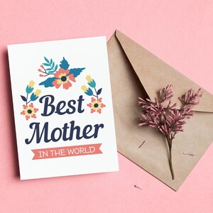 Biglietto per la festa della mamma, la mamma migliore del mondo, regalo per la festa della mamma, regali per la mamma, lettering, idea regalo, regali dell'ultimo minuto, biglietti pieghevoli