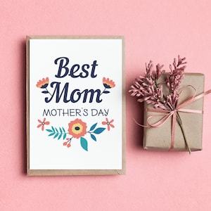 Biglietto per la festa della mamma, regalo per la festa della mamma, regali per la mamma, lettering, viticcio floreale, fiori, idea regalo, regali dell'ultimo minuto, biglietti pieghevoli