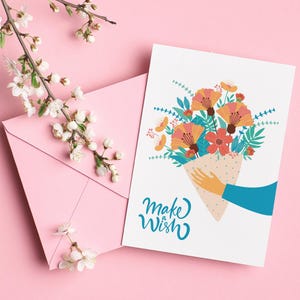 Ramo de cumpleaños, flores de cumpleaños, tarjetas de felicitación, tarjetas de cumpleaños, tarjeta de cumpleaños para imprimir, tarjetas plegables, descarga PDF