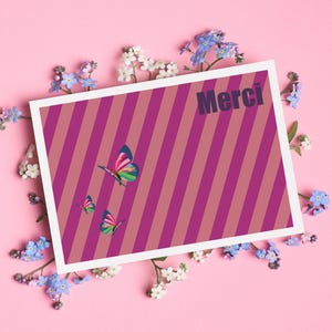 Carte de remerciement, papillon, cartes à imprimer, cartes de remerciement, cartes pliantes, idée cadeau, carte fête des mères, cartes, cadeaux pour maman, merci