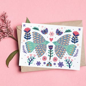 Voeux d'anniversaire, carte d'anniversaire à imprimer, cartes de vœux, oiseaux, coeur, papillon, étoiles, fleurs, carte de fête des mères, cartes de vœux