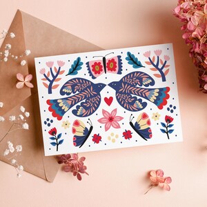 Voeux d'anniversaire, carte d'anniversaire à imprimer, cartes de vœux, oiseaux, coeur, papillon, pois, fleurs, carte de fête des mères, cartes de vœux