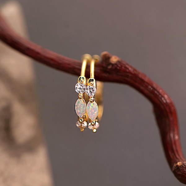 Minimalist Opal Huggie Hoop Earring,Earring set,Dainty Hoop Earrings,Birthday Gift,Christmas Gifts,Gift For her,Bridesmaid Gift For Mom