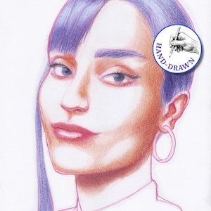 Custom Portrait Drawings: Handmade portraits from a photo, drawn with color pencils (digital download optional)