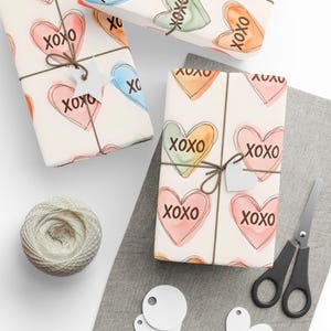 Cadeaupapier Valentijnsdag - hartpatroon, XOXO-ontwerp, perfect voor verjaardagen, jubilea, speciale gelegenheden, Moederdag