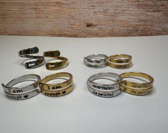 18k Gold Plated Adjustable Inspirational Rings