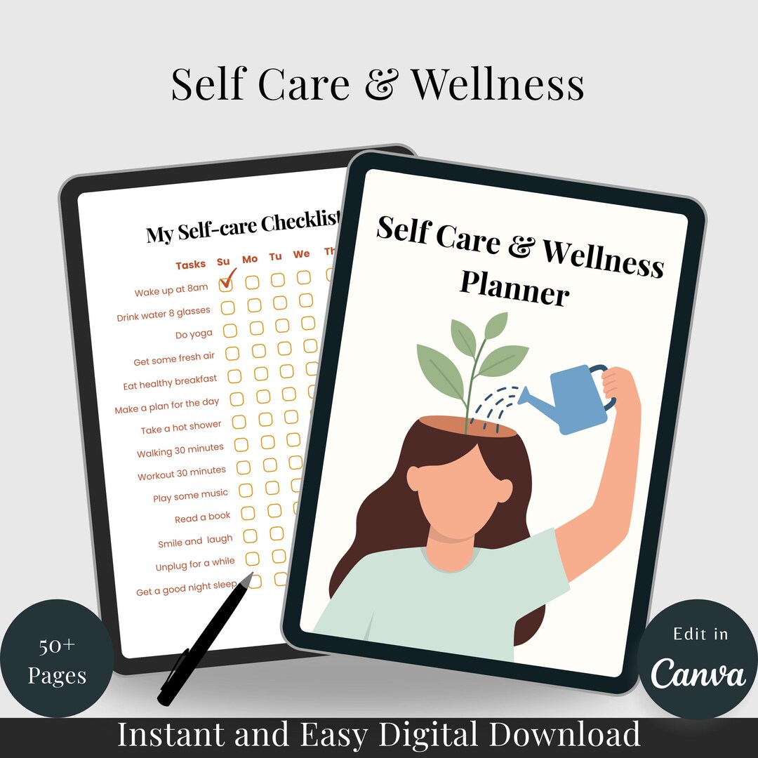 Self Care Planner Printable, Wellness & Daily Routine Journal for Women ...