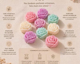 Cialde di cera profumata fatte a mano – Cera vegetale con fiori – Fragranze di Grasse – Idea regalo boho chic