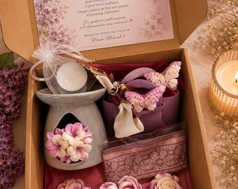 Set de regalo de ceras aromáticas Floral Zest – Quemador de cera y ceras aromáticas – Regalo para mujeres – Maison Melunah