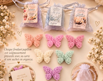 Fondant parfumé papillon 8 g – À l’unité ou lots de 5, 10 ,20… – Cire végétale, parfum de Grasse – Fait main en France