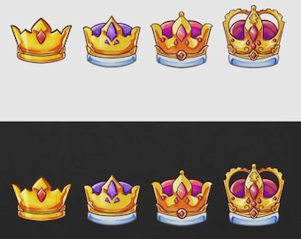 Twitch Sub Badges Crown Set, Royal Gold Subscriber Tier Badges