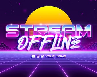 Retrowave Animated Stream Overlay Package - Twitch Overlay, OBS Scenes