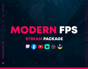 Modern FPS Stream Overlay Pack for Twitch & YouTube, Valorant CSGO