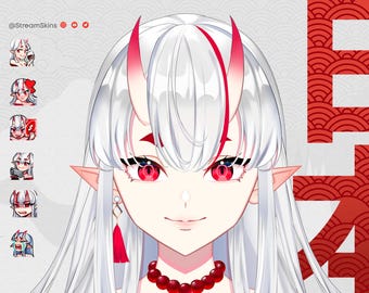 Live2D Oni VTuber Model for VTube Studio – Fully Rigged Avatar