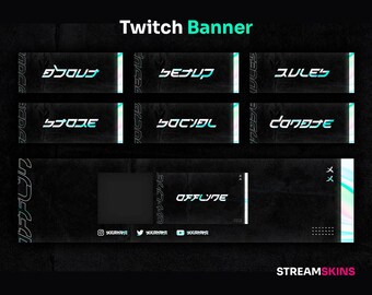 Prismatic Twitch Banner and Panels, Aesthetic Stream Profile