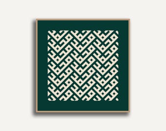 Muhammed Platz Kufische Wandkunst, Islamische Moderne Wandkunst, Arabische Kalligraphie Poster, Smaragd Grün Muslimische Wohnkultur, Digital Download