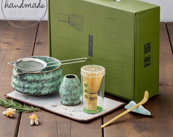 Japanese-Style Matcha Tea SetCeramic Bowl, Bamboo Whisk, Whisk Holder & Scoop Song Dynasty-Inspired Chawan, Traditional Tea Ceremony Kit
