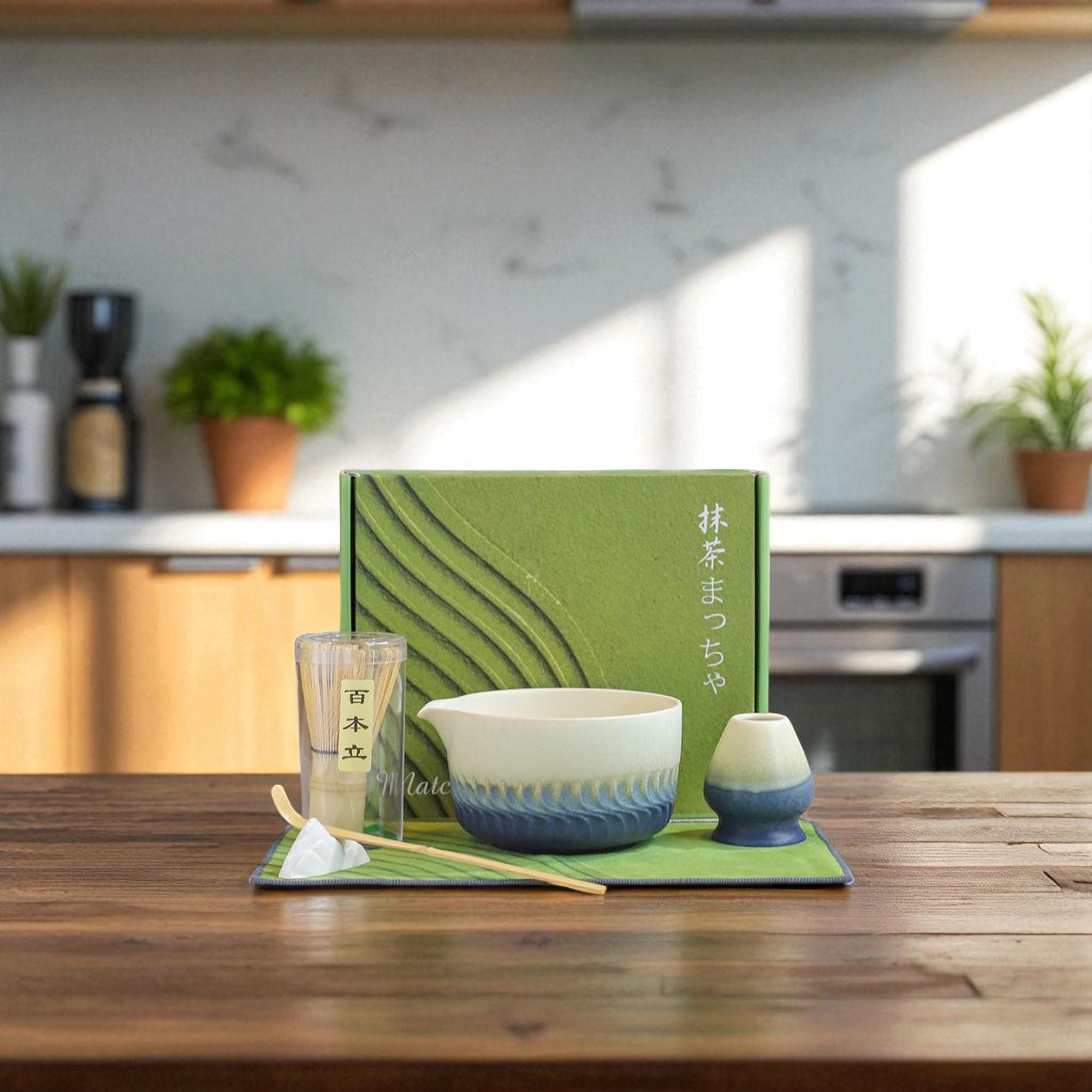 7Pcs Matcha Whisk Set, 500ml Ceramic Bowl, Matcha Kit For