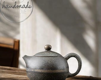 Tetera de cerámica de bronce: tetera artesanal de cerámica Xishi, tetera esmaltada única para té de hojas sueltas, elegante tetera de cerámica para amantes del té.
