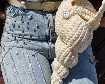 Crochet Seashell Bag: Handmade Silk Braided Shoulder Bag