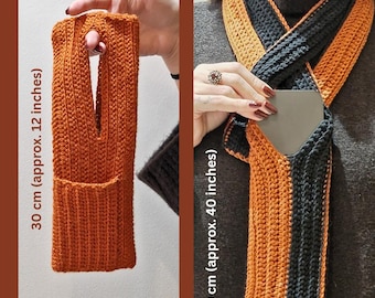 2-in-1 Phone Pocket Scarf Pattern, Crochet Crossbody Bag & Neck Wallet, Hands-Free