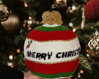 Giant Bauble Pillow Pattern, Merry Christmas Crochet Ornament, Oversized Cushion