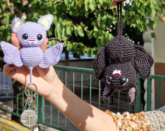 Amigurumi Bat Crochet Pattern: Keychain & Car Charm (PDF Digital Download)