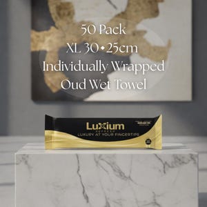 Luxury Oud Wet Towels – 50 Pack | XL Individually Wrapped | Premium Body Wipes / Hygiene Towels | Travel & Events