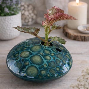 Ikebana Tidal Pool hand built pottery vase
