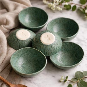 Pair of rustic farmhouse pottery bluestone bowls (2 bowls)
