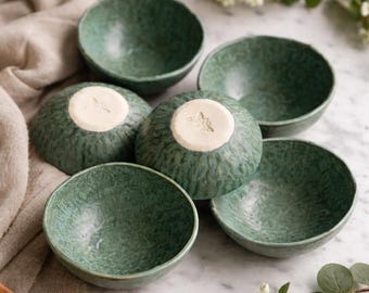 Pair of rustic farmhouse pottery bluestone bowls (2 bowls)