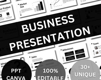 Minimalist Business Presentation Template: Modern Canva Design (Digital Download)