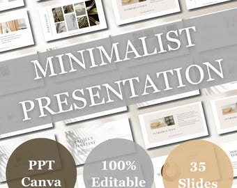 Présentation minimaliste « Beige » - Présentation minimaliste Canva - Présentation à thème minimaliste - Modèle PowerPoint - PPT minimaliste