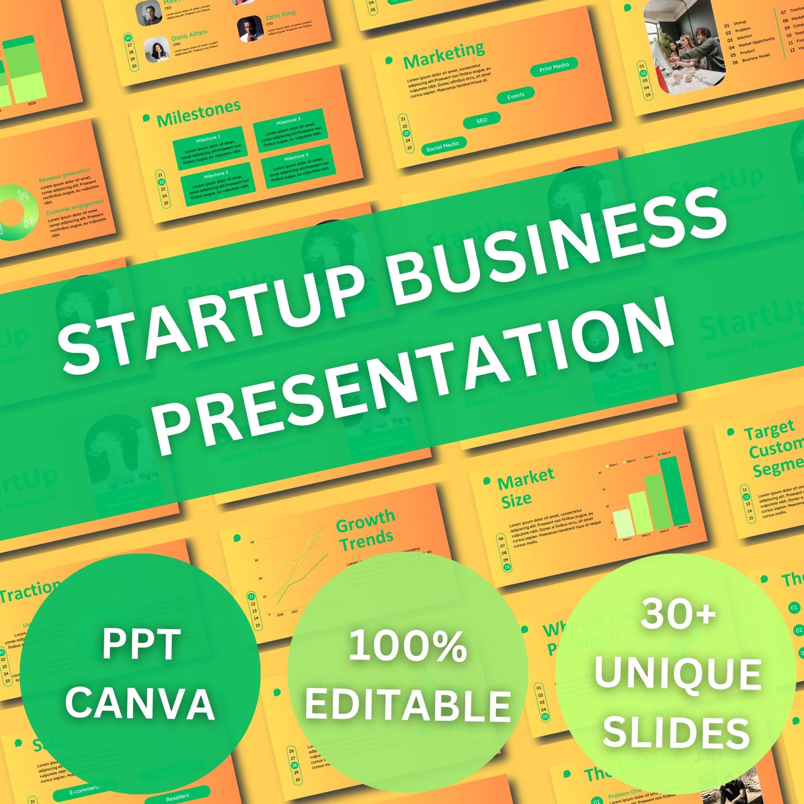 Modern Business Pitch Deck Canva Template: Editable Presentation Slides ...