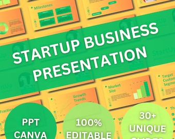 Modern Business Pitch Deck Canva Template: Editable Presentation Slides (Digital Download