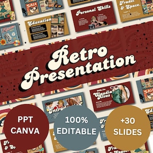 Retro PowerPoint Template: 70s Style Slides (Canva, Digital Download)