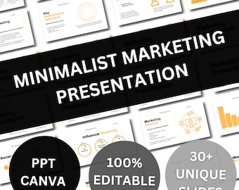 Minimalist Marketing Presentation Template: 30 Custom Slides (Canva Digital Download