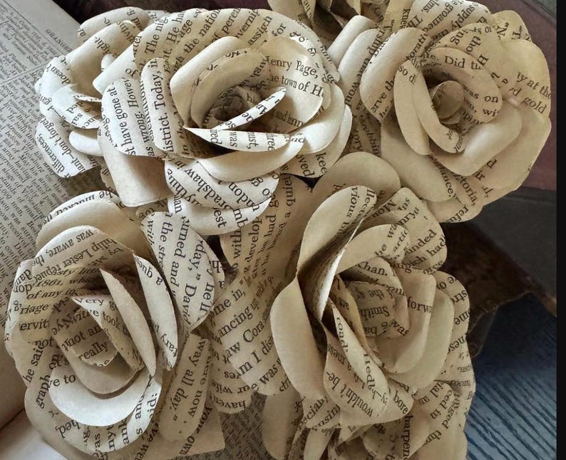 Vintage Book Page Roses - Etsy