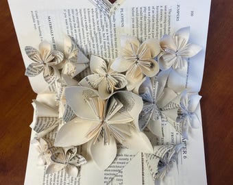 Altered Book Art with custom flowers