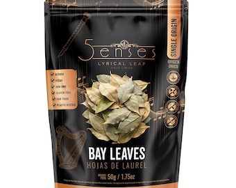 5Senses Bay Leaves: Hojas de Laurel, Lyrical Leaf, Single Origin, Non-GMO, Kosher, 1.75oz/50g