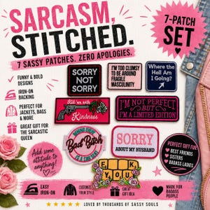 Sarcastic Embroidered Patch Set: Funny Iron-On Appliques for Jackets