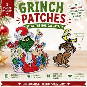 Grinch, Max & Cindy Lou Who Embroidered Iron-On Patch