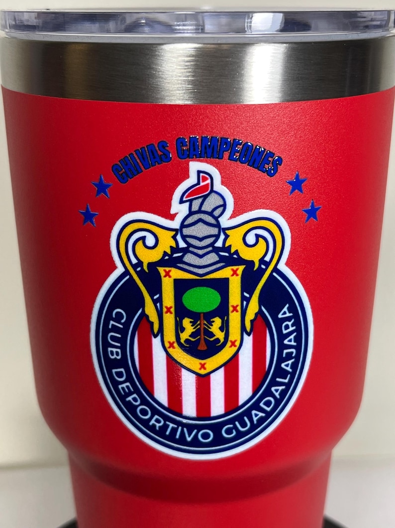 Vaso térmico de acero inoxidable Chivas del Guadalajara (Añade texto o tu nombre) imagen 1