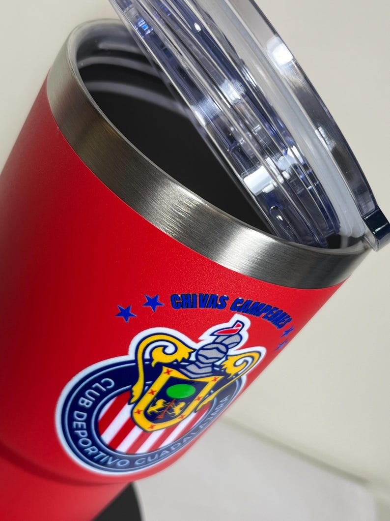 Vaso térmico de acero inoxidable Chivas del Guadalajara (Añade texto o tu nombre) imagen 3