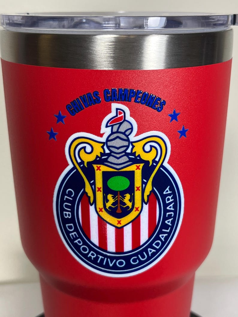 Vaso térmico de acero inoxidable Chivas del Guadalajara (Añade texto o tu nombre) imagen 4