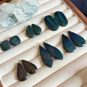 Australian Black Matrix Opal,  Andamooka Rainbow Matrix Opal,Black Opal Pendant,DIY Necklace