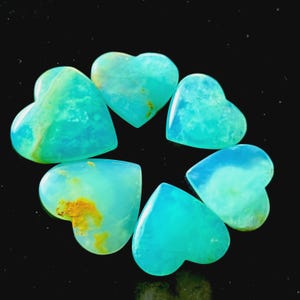 Blue Opal Gemstone Heart,Peruvian Blue Opal Peru handmade cabochon High quality Andean blue opal Dendrites opal from Peru