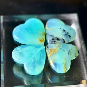 Blue Opal Gemstone Heart,Peruvian Blue Opal Peru handmade cabochon High quality Andean blue opal Dendrites opal from Peru