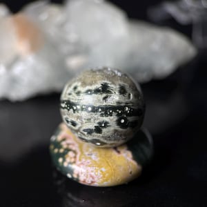 Orbicular Ocean Jasper Sphere: Calming Crystal Pocket Stone