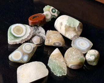 Old Stock Ocean Jasper Druzy: Calming Crystal Geode Pocket Stone